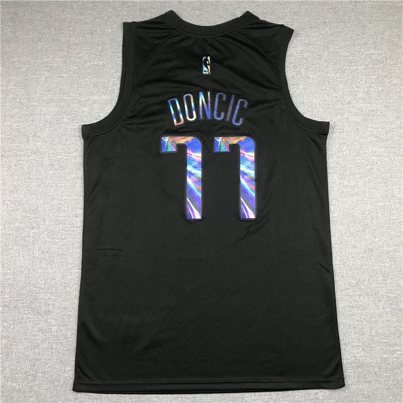 Men Dallas Mavericks #77 Doncic Black Rainbow version 2021 Nike Game NBA Jersey